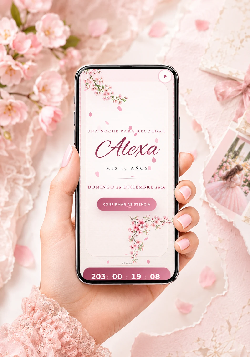 Invitación web de 15 años Premium